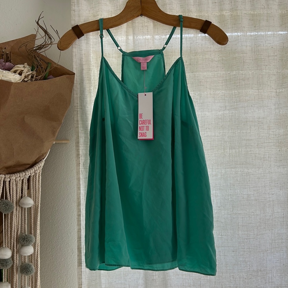 Lilly Pulitzer green silk tank top - Picture 1 of 3